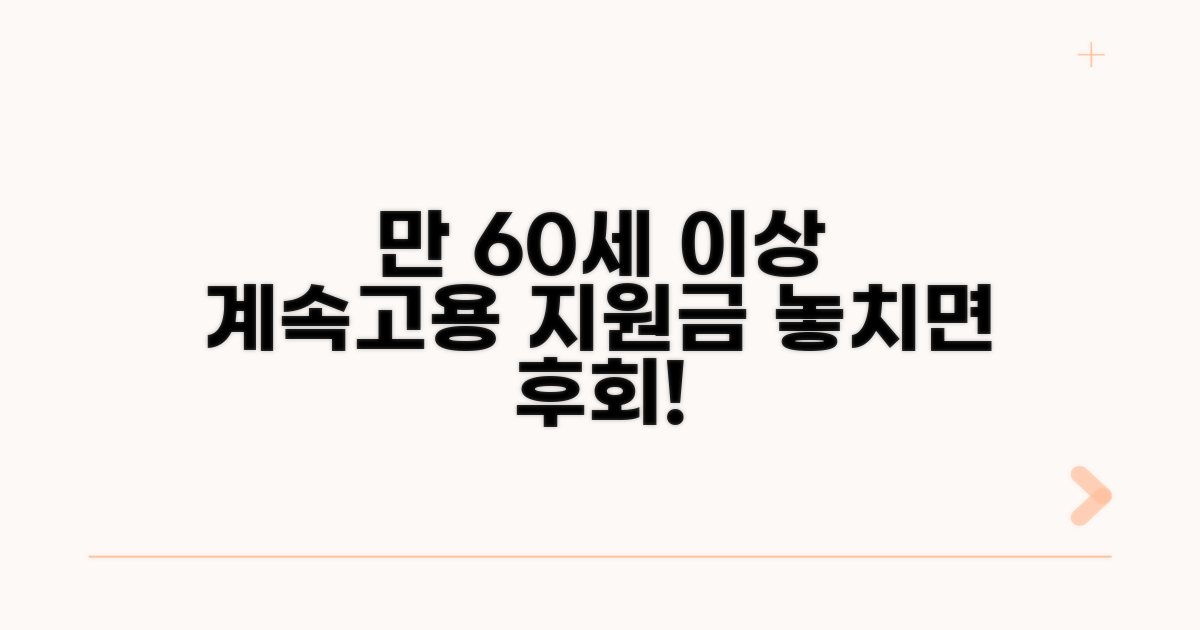 만 60세 이상 계속고용 지원금 핵심